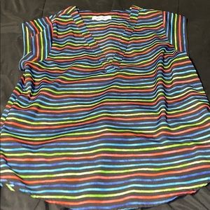 Alice Blue V Neck Striped Shirt